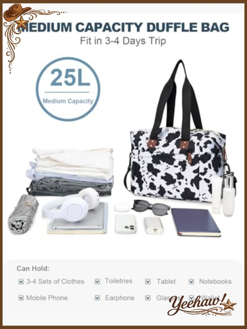 Travel Duffle Bag Waterproof Weekender Carry On Gym Bag for Women Men - Picture 5 of 7